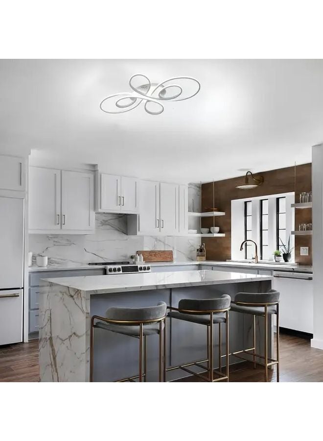 White Modern Dimmable LED Ceiling Light Chandelier For Living Room Bedroom Study - Image 2